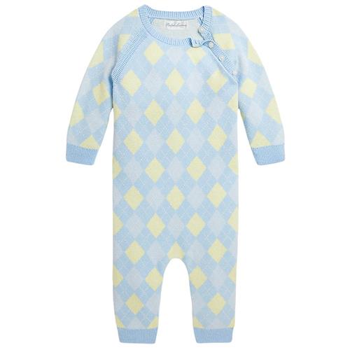 Se Ralph Lauren Strikket Body Blue Argyle | Blå | 9 months ved Babyshop