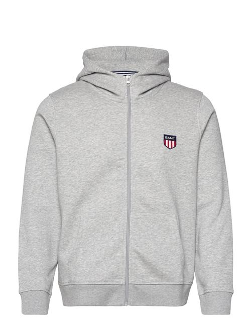 Se GANT Reg Retro Shield Zip Hoodie GANT Grey ved Booztlet