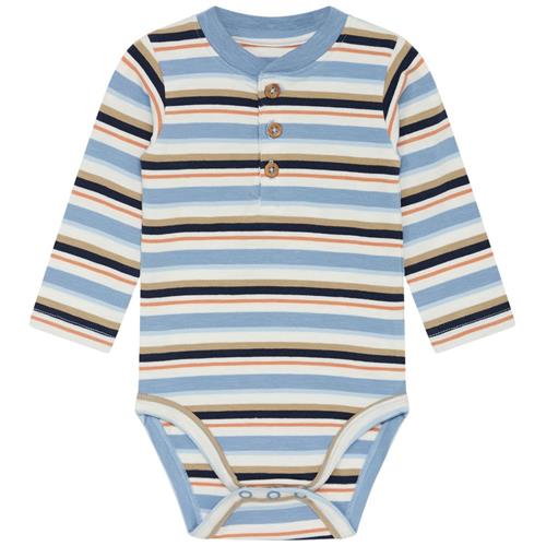 Se Hust&Claire Bjorn Stribet Babybody Lyseblå | Blå | 62 cm ved Babyshop