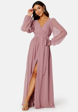 Se Goddiva Long Sleeve Chiffon Dress Dusk XXS (UK6) ved Bubbleroom