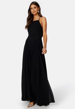 Goddiva High Neck Chiffon Maxi Dress Black L (UK14)