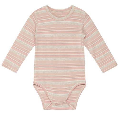 Se Hust&Claire Buller Stribet Babybody Peach Rose | Lyserød | 62 cm ved Babyshop