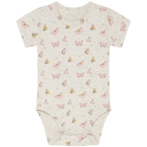 Se Hust&Claire Bue Mønstret Babybody Shrimp | Lyserød | 62 cm ved Babyshop