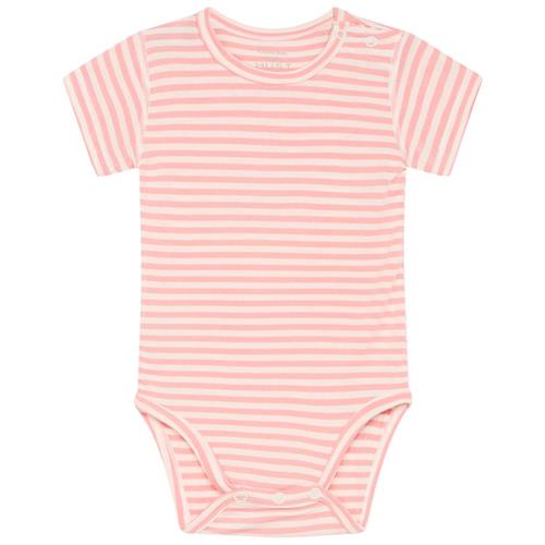 Hust&Claire Bue Stribet Babybody Shrimp | Lyserød | 56 cm