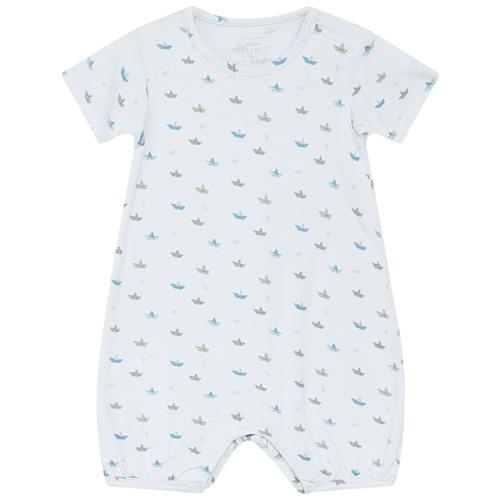 Se Hust&Claire Milu Mønstret Romper Water | Blå | 62 cm ved Babyshop