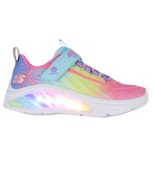 Se Skechers Skechers Sko m. Lys - Rainbow Cruisers - Turqouise Multi ved KidsWorld