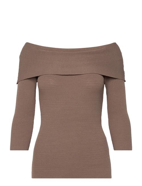 Se Slindianna Offshoulder Pullover Soaked In Luxury Brown ved Booztlet