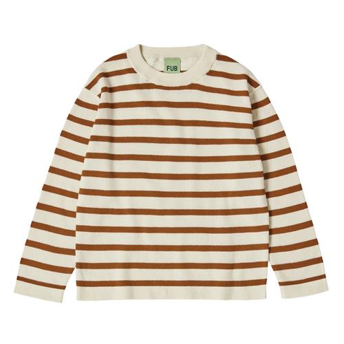 FUB Stribet Langærmet T-shirt Ecru/Rust | Beige | 110 cm