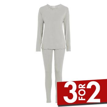 Se Damella Bamboo Plain Long Pyjamas Set Grå Bambus Large Dame ved Timarco