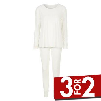 Damella Viscose Plain Pyjamas Set Elfenben viskose Medium Dame