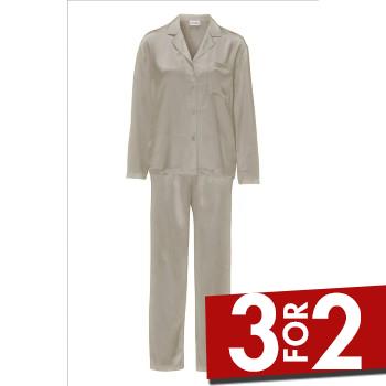 Se Damella Woven Silk Plain Pyjamas Set Nougat silke X-Large Dame ved Timarco