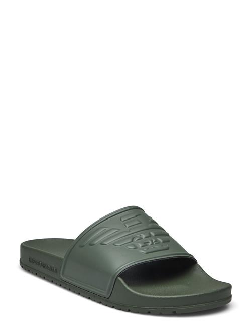 Se Emporio Armani Slipper Pu+Eagle Log Emporio Armani Green ved Booztlet