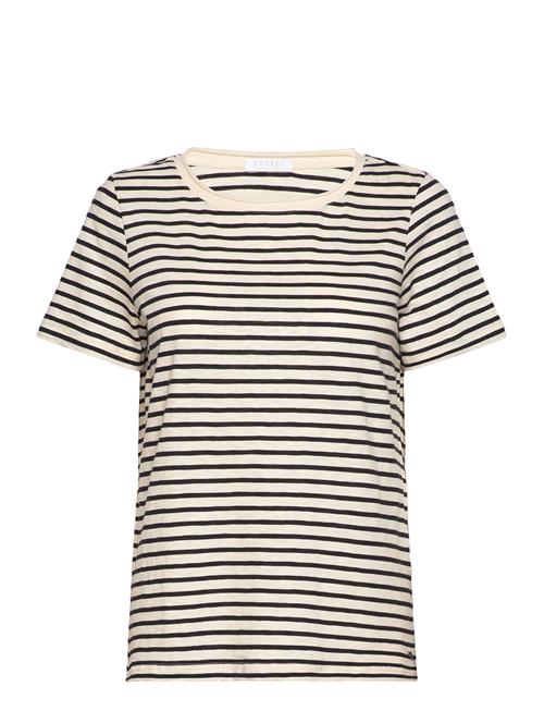 Se Coster Copenhagen T-Shirt With Stripes - Mid Sleeve Coster Copenhagen Beige ved Booztlet