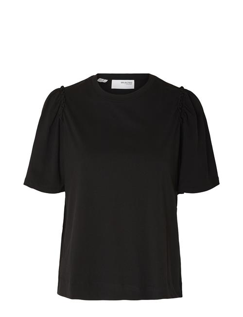 Slfpenelope 2/4 Ruffle Tee Noos Selected Black