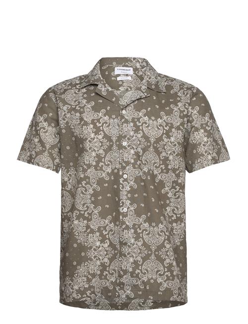 Lindbergh Paisley Aop Shirt S/S Lindbergh Khaki