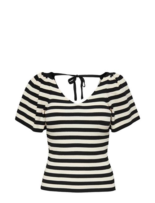 Se ONLY Onlleelo Stripe S/S Back V-Neck Knt Noos ONLY White ved Booztlet