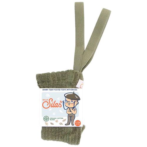 Se Silly Silas GOTS Granny Teddy Strømpebukser Oliven | Grønn | 3-6 months ved Babyshop