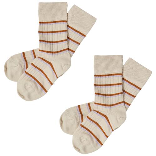 Se FUB 2-pak Stribede Strømper Heather/Rust | Lilla | 19-21 EU ved Babyshop