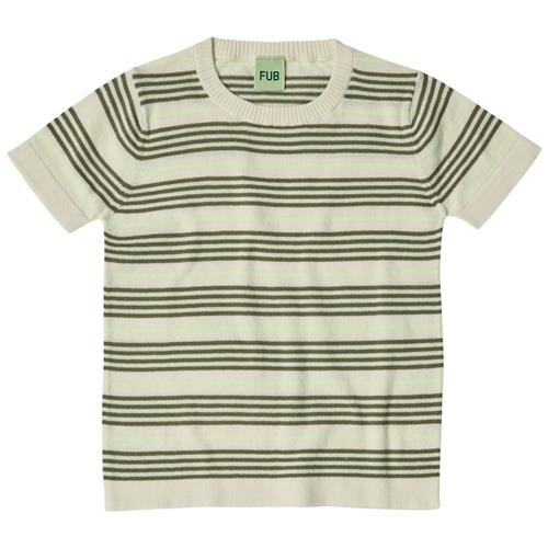 Se FUB Stribet T-shirt Ecru/Olive | Beige | 120 cm ved Babyshop