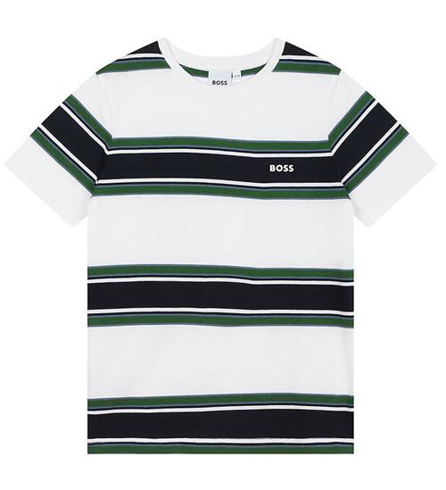 BOSS BOSS T-shirt - Hvid/Navystribet m. GrÃ¸n