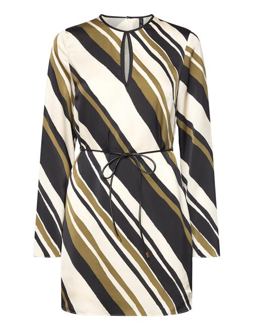 Mango Belt Striped Dress Mango Black