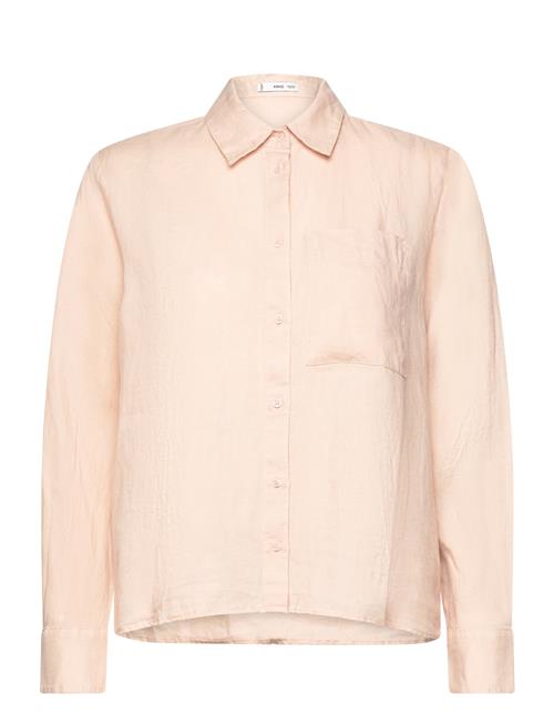 Mango Linen 100 Shirt Mango Pink