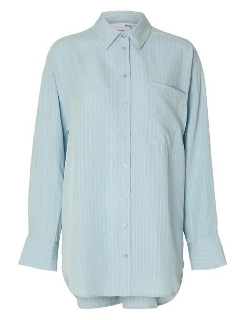 Slfmaddie Ls Striped Tencel Shirt B Selected Blue