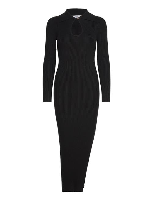 Mango Ribbed Knit Dress With Opening Mango Black