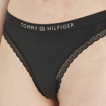 Tommy Hilfiger Trusser Tonal Logo Lace Thong Sort Small Dame