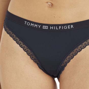 Tommy Hilfiger Trusser Tonal Logo Lace Thong Marineblå Large Dame