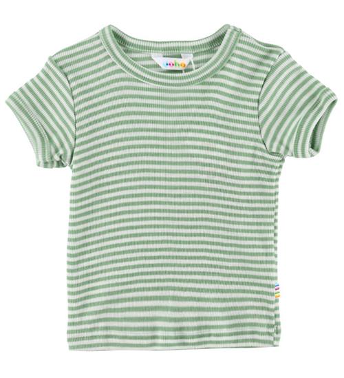 Se Joha Joha T-shirt - Uld/Silke - Rib - GrÃ¸n/Hvid ved KidsWorld