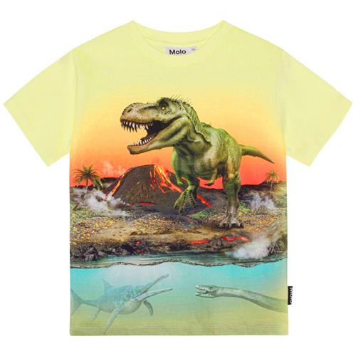 Se Molo GOTS Riley T-shirt Volcano Dino | Gul | 128 cm ved Babyshop