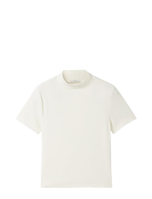 Se Tom Tailor Cropped Mock Neck Rib T-Shirt Tom Tailor White ved Booztlet