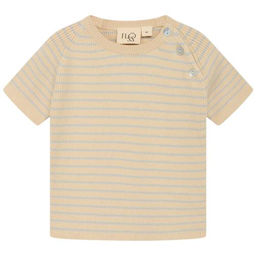 Flöss Flye Stribet T-shirt Sea Salt/Warm Cotton | Beige | 62 cm