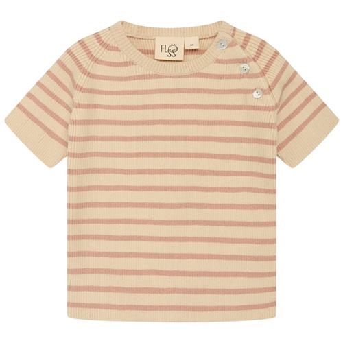 Flöss Flye Stribet T-shirt Acorn/Warm Cotton | Beige | 56 cm