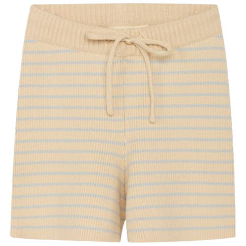 Flöss Fyle Strikket Stribet Shorts Sea salt/Warm cotton | Beige | 62 cm