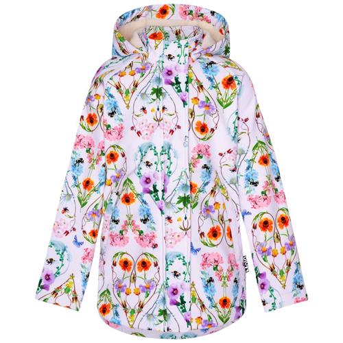Molo Hillary Softshell Jakke Flower Hearts | Hvid | 140 cm