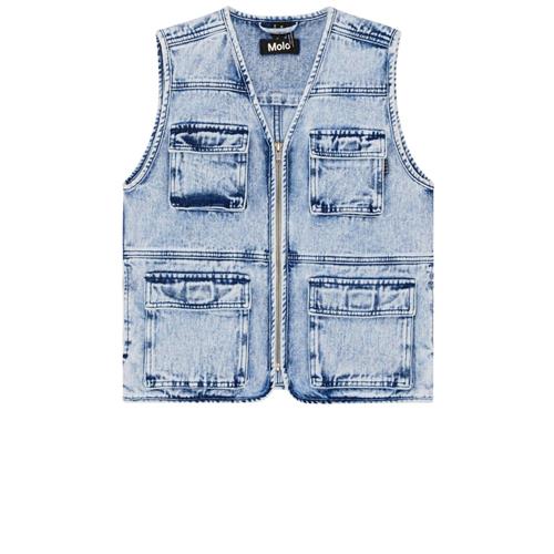 Se Molo Haikon Vest Light Stone Denim | Blå | 110 cm ved Babyshop