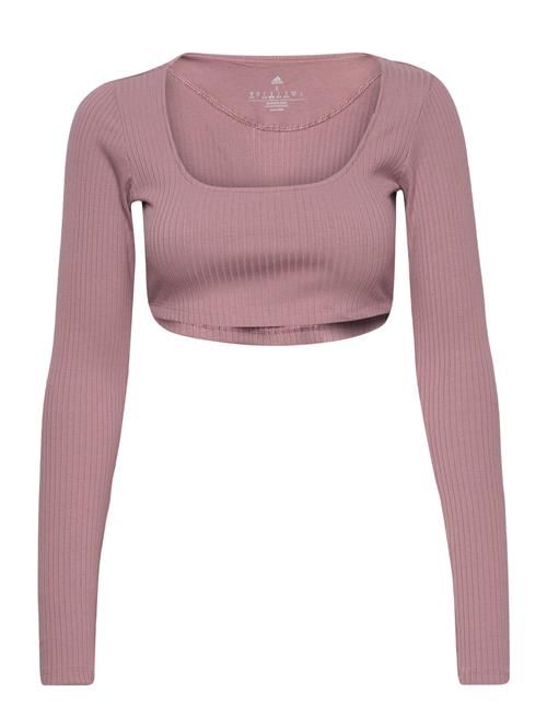 Se adidas Sportswear Studio Lounge Ribbed Cropped Long-Sleeve Top Adidas Sportswear Pink ved Booztlet