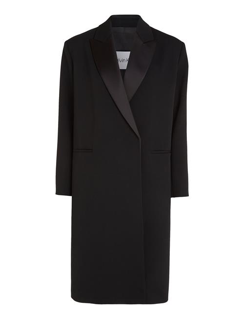 Calvin Klein Tuxedo Wool Satin Coat Calvin Klein Black