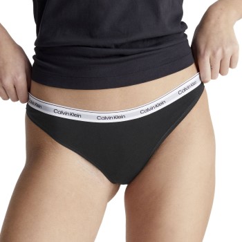 Calvin Klein Trusser Modern Logo Thong Sort bomuld Small Dame