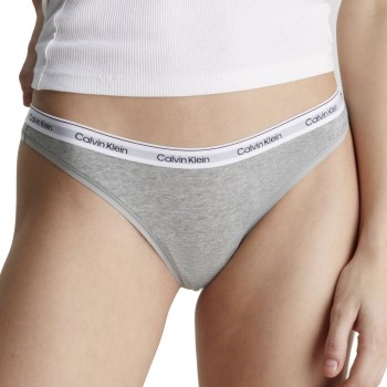 Calvin Klein Trusser Modern Logo Thong Grå bomuld Large Dame