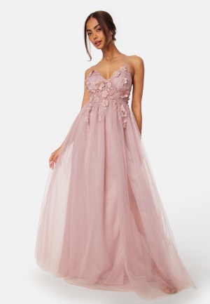 Bubbleroom Occasion Floral tulle Gown Dusty pink 34