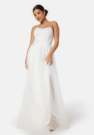 Se Bubbleroom Occasion Beaded Gown White 34 ved Bubbleroom