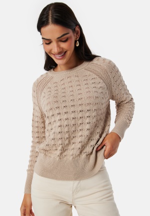 Se VILA Vitoto L/S O-Neck knit to Feather Gray M ved Bubbleroom