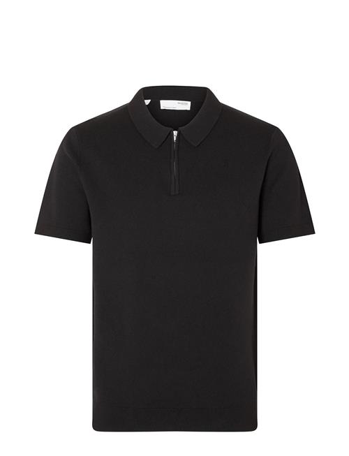 Selected Homme Slhflorence Ss Knit Zip Polo Ex Selected Homme Black