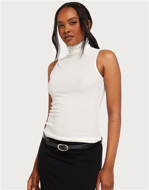 Nelly - Hvid - Soft Sleeveless Turtleneck Top