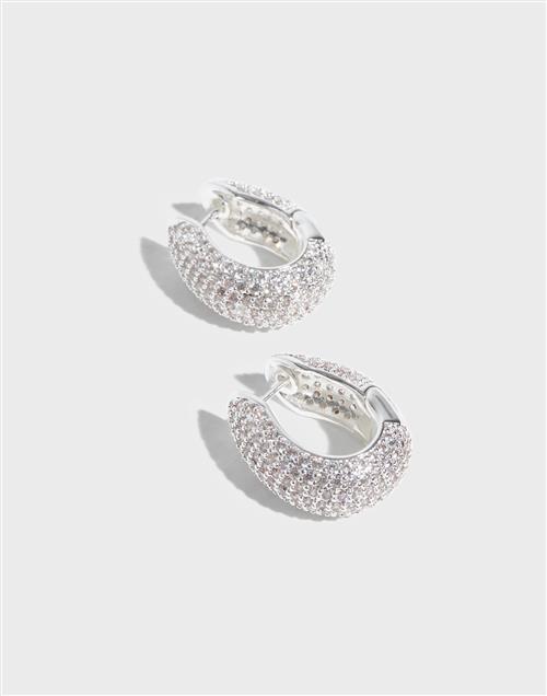 Muli Collection - Sølv - Oval Pavé Dome Hoops