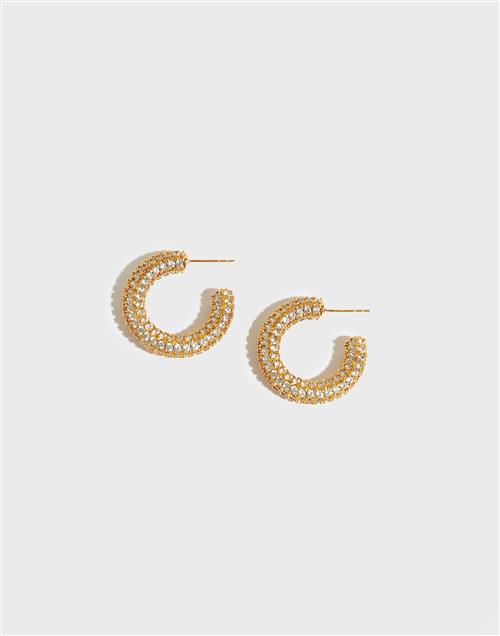 Se Muli Collection - Guld - 25mm Pave Hoops ved Nelly