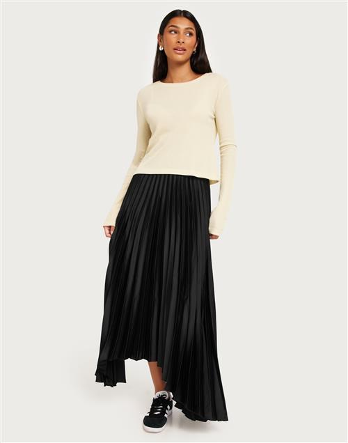 Selected Femme - Sort - Slftina Hw Long Plisse Skirt B